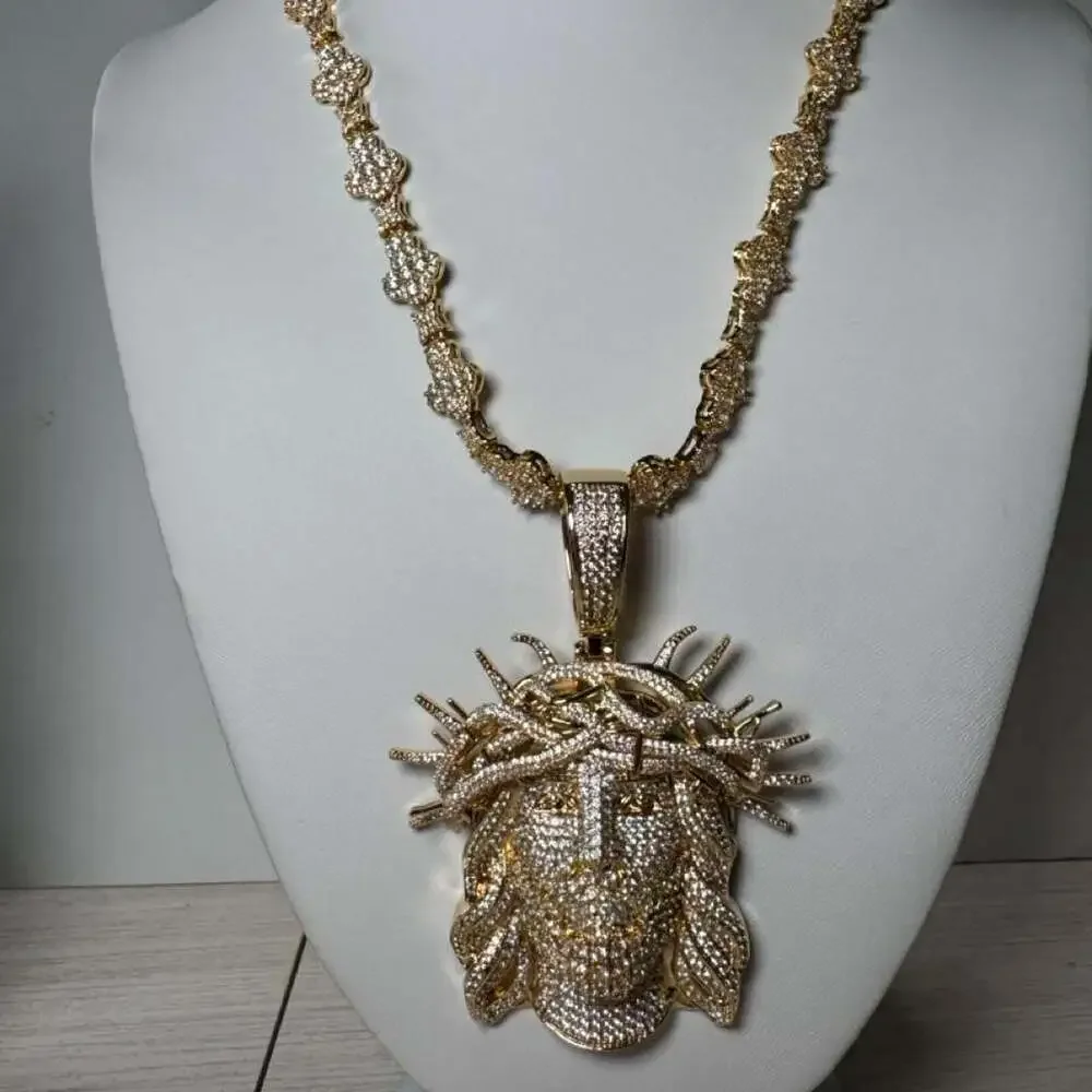 Iced Out Jesus Piece tennis cross necklace